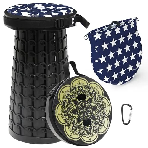 ALEVMOOM Tragbarer Klapphocker mit Kissen - Camping-Hocker, leicht und stabil bis 200 kg Tragfähigkeit, verstellbar von 6 bis 45 cm für optimalen Komfort beim Angeln, im Garten oder beim BBQ.