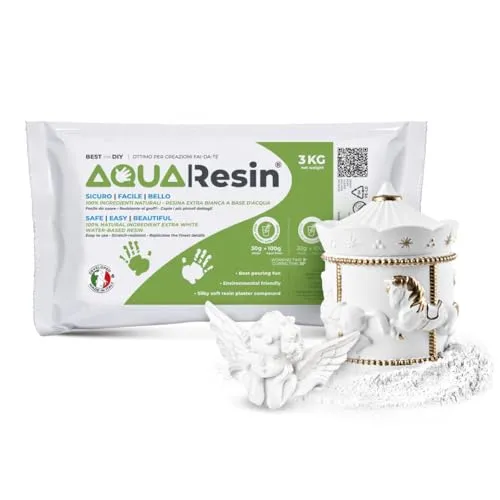 AQUA RESIN® – Alpha-Gips | Satinierter Porzellan-Effekt | Gebrauchsfertig mit Wasser | Sicher & Ungiftig | Intensives Weiß, Färbbar | Für DIY, Gussformen & kreative Projekte (Weiß, 3 kg)
