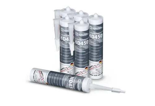 Hausa Dichtstoff HD450 - Profi-Kautschuk Dachdichtstoff - Hausa Dichtstoff HD450 ist ein hochflexibler Kautschuk-Dichtstoff für Dachabdichtungen und Reparaturen. Er ist 100% wasserdicht, UV-beständig und auch bei Minustemperaturen anwendbar.