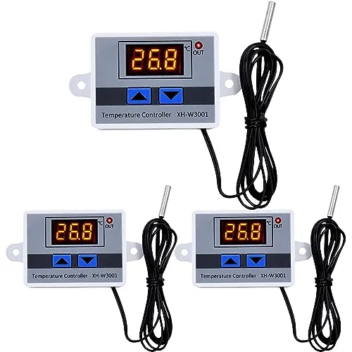 Stück Digitaler Temperaturregler, XH-W3001 Digital Thermostat mit Fühler Wasserdichter Sonde AC110V-220V Temperaturschalter LCD Display, Heizung und Kühlung 3