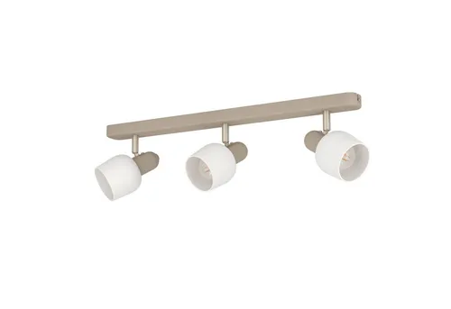 EGLO LED Deckenspot Corato - Eleganter 3-flammiger Deckenspot in sandfarben und nickel-matt, ideal für stimmungsvolle Beleuchtung in Ihrem Wohnbereich. Maße: L52 x H12,5 cm, Leuchtmittel exklusive.
