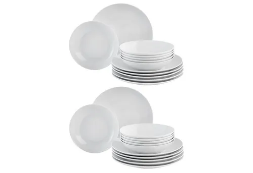 Home4You Tafelservice VIOLA 24-tlg. für 12 Personen - Hochwertiges Porzellan-Tafelservice in zeitlosem Weiß, ideal für festliche Anlässe und Partys. Spülmaschinen- und mikrowellengeeignet.