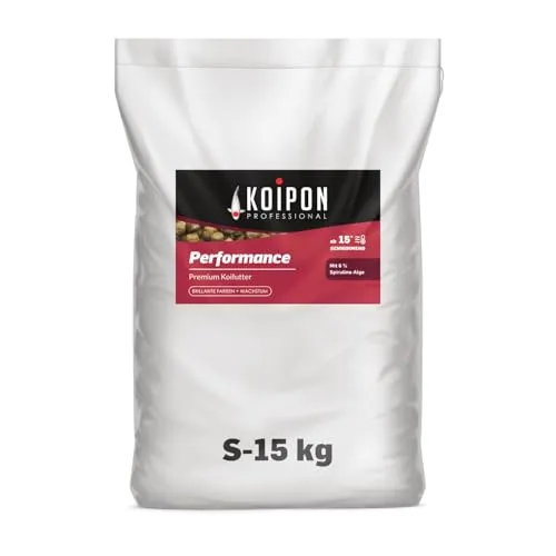 KOIPON Performance Koifutter Sommer 15kg (3mm Pellets) - Hochwertiges Koifutter für strahlende Farben und starkes Wachstum, speziell für den Sommer. Ideal für Koi und Goldfische, mit 6% Spirulina für optimale Fütterung. Made in Germany, nachhaltig produziert.