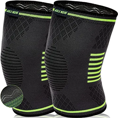 AGILE NOW® Kniebandage 2er Set Premium stabilisiert & schützt die Gelenke bei jeder Bewegung – Knie Bandage für Damen & Herren – rutschfeste & atmungsaktive Knee Pads – für Jede Sportart (XL | Grün)