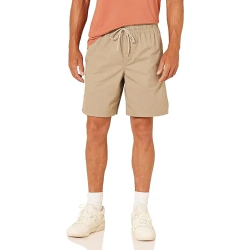 Amazon Essentials Herren Relaxed-Fit-Wandershorts mit Kordelzug, 20cm (in Übergröße erhältlich), Khakibraun, XL