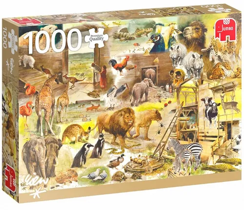 JUMBO 18854 Der Bau der Arche Noah - 1000 Teile Puzzle, faszinierendes Motiv für große Puzzle-Fans und perfekte Herausforderung