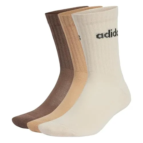 adidas Unisex Linear Crew Cushioned Socks 3 Pairs, WONDERWHI/MAGBEI/EARSTR, 45-48