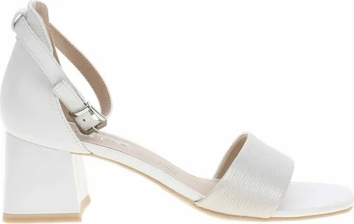 CAPRICE Damen Sandalen mit Absatz aus Leder, Weiß (White Comb), 39 EU - Wanderschuhe mit ANTISHOKK-Dämpfung für maximalen Komfort, schützen Wirbelsäule und Gelenke – ideal für stilvolle Anlässe und lange Tragezeiten.