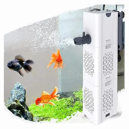 Leise Aquarium Innenfilter 4 in1 Aquarium Filter Pumpe, Aquarium Pumpe mit Filterschwämmen 30W 1800L/H Wasserpumpe Sauerstoff Belüftung Wave Maker für 20L-1500L Aquarien