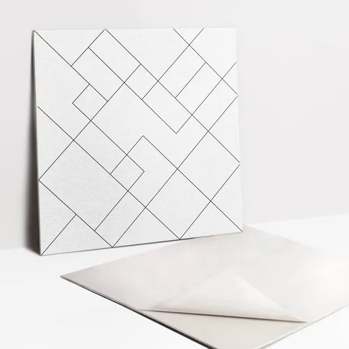 Dekorative PVC-Fliesen Minimalistische Quadrate - Selbstklebende Vinyl-Fliesen für kreative Wand- und Bodenverkleidungen. Ideal für moderne Räume wie Büro und Wohnzimmer, einfach anzubringen und vielseitig einsetzbar.