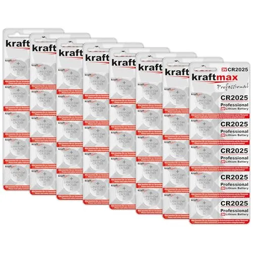 Kraftmax 40er Pack CR2025 Lithium Hochleistungs- Batterie / 3V CR 2025 Knopfzelle für professionelle Anwendungen - Neuste Generation