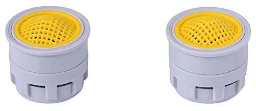 Cornat Spar Strahlregler-Einsatz M16 / M18/ M20x1 - Wasserersparnis von bis zu 70% - Dichtung - Passend für handelsübliche Luftsprudler - grau - Kunststoff/Strahlregler-Innenteil/Mischdüse / TECWS507,Silber, 2 Stück