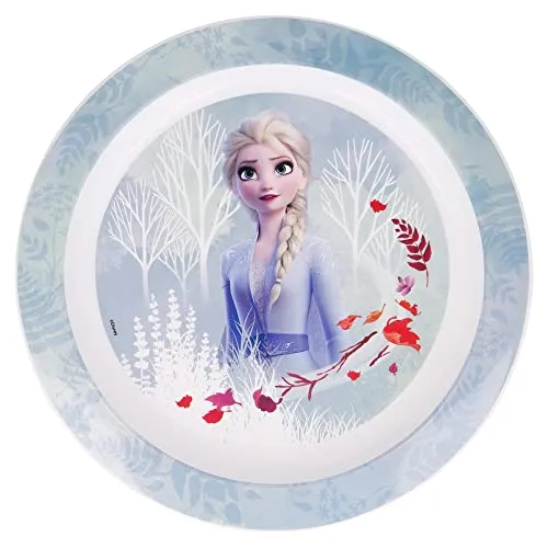 Stor Original Disney Frozen Flachteller für Kinder mit ergonomischem Design, aus wiederverwendbarem Kunststoff gefertigt und mikrowellengeeignet.