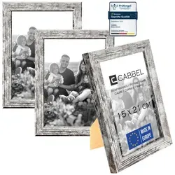 CABBEL Bilderrahmen MDF Holz-Rahmen, Acrylglas, Collagen, Portraits, Bilder für Wand-Tisch, für 3 Bilder (Set, 3 St), 3er Set Bilderrahmen 15x21 (A5) cm in Birke, Modern, Schmal, Puzzlerahmen, Fotorahmen, Fotogalerie, Wanddeko/Poster weiß 15 cm x 21 cm