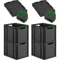 SuperSparSet 4x Eurobox NextGen Color mit Auflagedeckel - Aufbewahrungsboxen, robuste Eurobox aus recyceltem Kunststoff, temperaturbeständig und ideal für Lagerung und Transport, mit ergonomischen Griffmulden für einfachen Transport.
