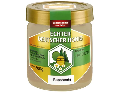 BIHOPHAR Echter Deutscher Raps Honig 500g