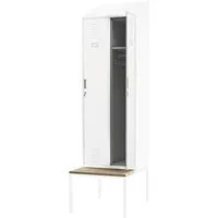 Produktbild DELUKE Umkleideschrank Spind mit Sitzbank BARCA – 2 Abteile Weiß