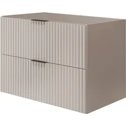 Rodan Waschbeckunterschrank 80cm - Beige Matt mit Soft-Close - Badezimmerschrank mit elegantem Design und geriffelten MDF-Fronten. Die Soft-Close-Schubladen bieten leises Schließen und viel Stauraum für Ihr Badezimmer.