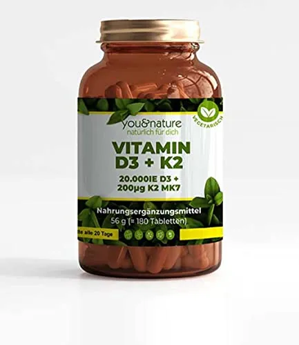 Vitamin D3 + K2 MK7 20.000 IE + 200 µg 180 Tabletten