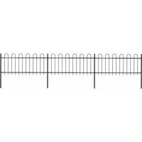 vidaXL Gartenzaun mit Bügel-Design 5,1 x 0,8 m Schwarz - Metallzaun aus pulverbeschichtetem Stahl, stabil und langlebig – ideal für elegante Abgrenzungen rund um Garten oder Eingang.