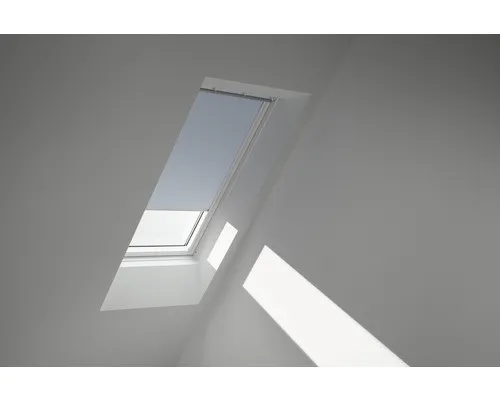 VELUX Verdunkelungsrollo uni himmelblau manuell - DKL FK06 4576SWL - Rollos für optimale Verdunkelung, ideal für Schlaf- und Kinderzimmer. Dank der speziellen Aluminium-Beschichtung wird der Wärmeverlust reduziert und der Schlafkomfort erhöht.