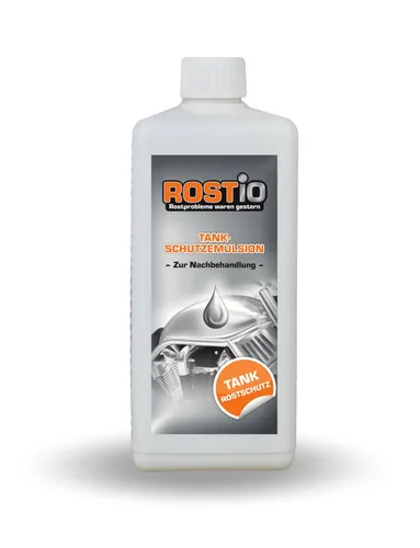 Rostio Rostschutz Nachbehandlung Tank-Schutzemulsion - Effektive Tank-Schutzemulsion für Motorradtanks, Autotanks und Oldtimertanks. Schützt zuverlässig vor Rost und sorgt für eine langfristige Pflege.