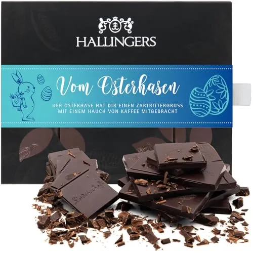 Hallingers Genuss Manufaktur Ostergeschenke für Osterkörbchen zu Ostern, Vegane Schokolade Zartbitter mit Kaffee