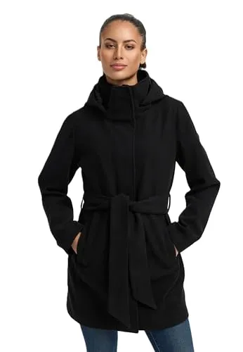 MARIKOO Damen Übergangsmantel - Eleganter Mantel mit Taillengürtel und abnehmbarer Kapuze - Funktionsjacken: Hochwertiger Damen Wintermantel mit Wärme speichernder Funktion, ideal für kalte Tage und perfekt für alle Größen.