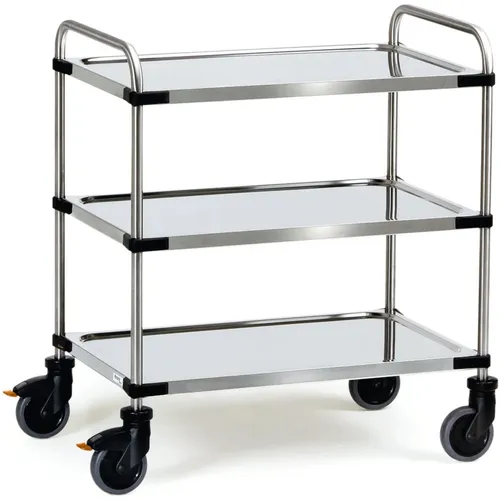 Fetra Edelstahlwagen 5019 - Werkstattwagen aus rostfreiem Edelstahl mit einer Tragkraft von 150 kg, ideal für Gastronomie und Großküchen. Leicht zu reinigen und robust gegen Feuchtigkeit.