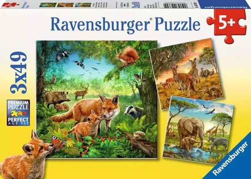 Produktbild Teile Ravensburger Kinder Puzzle Tiere der Erde 09330 3 x 49