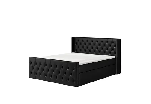 Boxspringbett GRO 120x200 mit 2 Bettkästen und Topper - Schwarz - Stylisches Boxspringbett mit integrierter Bonellfederkernmatratze und praktischem Bettkasten. Ideal für komfortables Schlafen und zusätzlichen Stauraum. Perfekt für jedes Schlafzimmer!