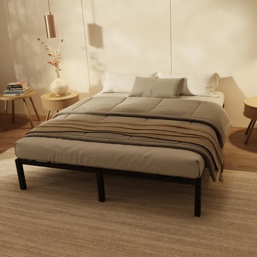 HAGO Bettgestell 160x200cm Einzelbett Gäste Schwarz Lattenrost Jugendbett Metall