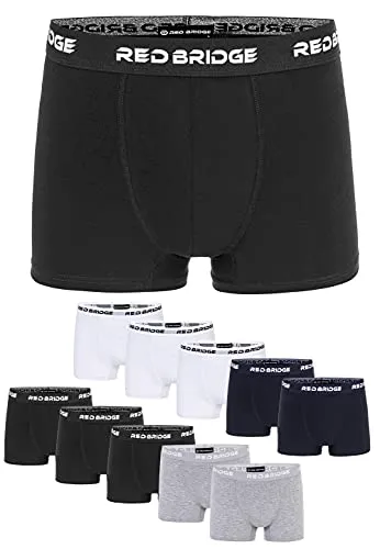 Redbridge Boxershorts Herren 10er-Pack Einfarbig Unifarben Slim Baumwolle Stretch Unterwäsche Basic Multicolor 3XL