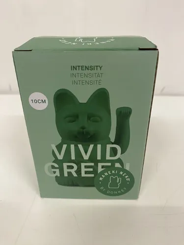 Donkey Products Lucky Cat Mini Maneki Neko - Winkekatze in Vivid Green - Figuren, Skulpturen & Statuen - Glücksbringer im Mini-Format, ideal als Dekoration oder Geschenk für Katzenliebhaber.