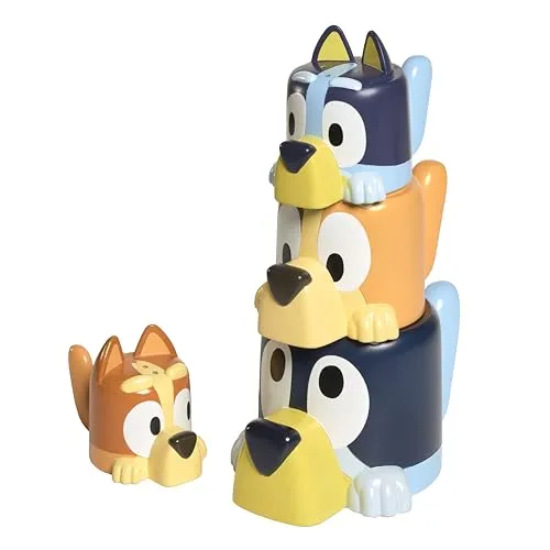 Tomy Toomies Kaffeetassen mit Chilli, Bandit, Bingo und Bluey – stapelbare Tassen für das Bad – offizielles Lizenzprodukt von Bluey – Badespielzeug für Babys ab 18 Monaten