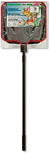 JBL Teichkescher Größe M fein - Teichbecken-Zubehör mit feinem Fangnetz (0,9 mm Maschenweite) und ausziehbarem Teleskopstiel bis 160 cm. Ideal für das sichere Fangen von Fischen und das Absammeln von Laub.
