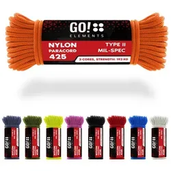 GO!elements Paracord 425 - 3mm Abspannleine, Paracord 425 aus reißfester Nylonschnur beige 50m