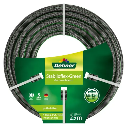 Dehner Gartenschlauch Stabiloflex - 19 mm, 25 m Länge, flexibles Design ohne Verdrehen, ideal für Schlauchwagen und -träger
