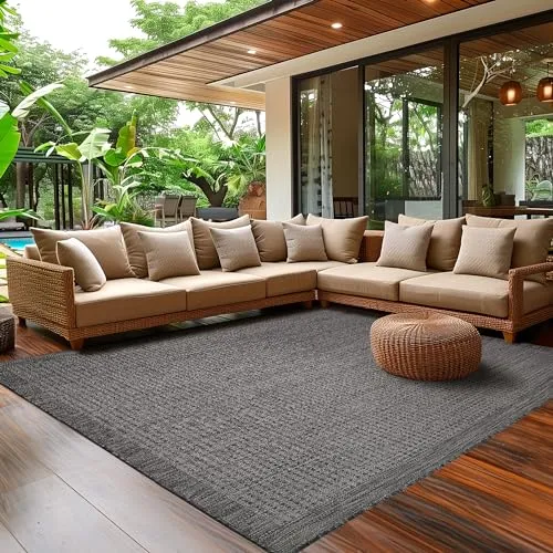 Wetterfester Outdoor Teppich 60 x 100 cm in schwarz von SIMPEX