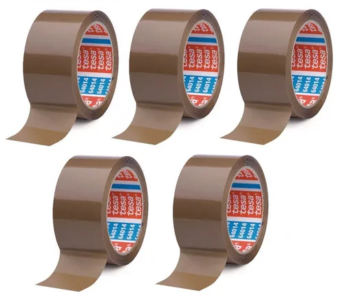 tesa Klebeband 64014 PP braun 50mm x 66 m – 5er Pack - Hochwertiges tesa Packband für sicheres Verschließen und Verpacken. Mit 5 Rollen ideal für den täglichen Einsatz. Robust und zuverlässig für verschiedene Anwendungen in Haushalt und Büro.