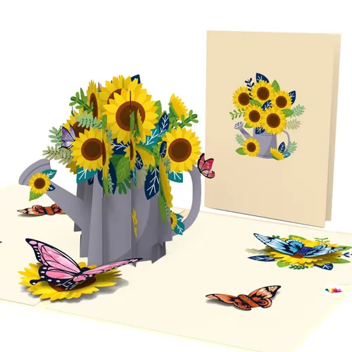 LIMAH® Pop-up karte Blumen / Geburtstagskarte / 3D Karte Sonnenblumen