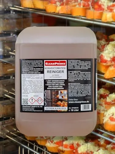 Liter CleanPrince Konvektomatenreiniger - Effektiver Reiniger für Konvektomaten - Herdreiniger mit extremer Fettlösekraft, entfernt mühelos eingebrannte Lebensmittel und eignet sich auch für Grillöfen und Dampfgarer. Hergestellt in Deutschland, hochkonzentriert und vielseitig einsetzbar.