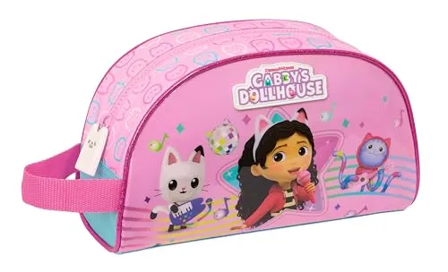 Safta GABBY'S Dollhouse Party Große Kulturtasche für Kinder, anpassbar an den Wagen, ideal für Kinder von 5 bis 14 Jahren, bequem und vielseitig, Qualität und Widerstandsfähigkeit, 26 x 16 x 9 cm,