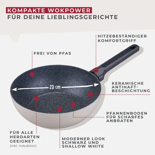 FACKELMANN Antihaft-Mini-Wokpfanne Ø 20 cm mit Keramikbeschichtung