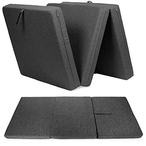 sunnypillow Premium Klappmatratze 120 x 195 x 15cm - Matratzen für vielseitige Anwendungen: Ideal als Gästebett oder Reisematratze, mit 15cm Kaltschaum für höchsten Komfort und pflegeleichtem, abnehmbaren Bezug.