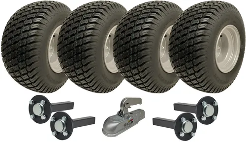18x8.50-8 Twin Axle ATV Grass Trailer Kit Wheels Hub & Stub Axles + Hitch 15