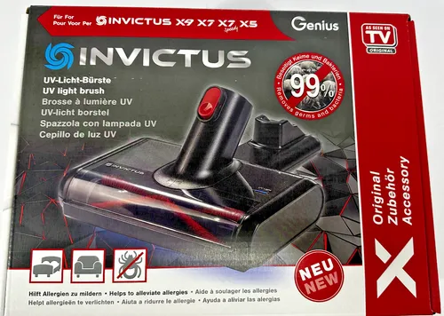 Genius Invictus X9 UV-Licht-Bürste - Akku-Staubsauger Zubehör für chemiefreie Reinigung - Staubsaugerbürsten für Invictus X9, entfernt Staub und Keime mit desinfizierendem UV-C-Licht, ideal für Polstermöbel, Teppiche und Matratzen.
