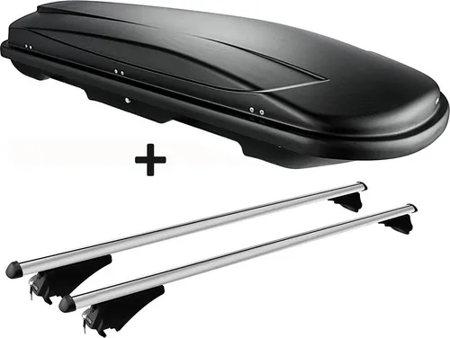 Skibox schwarz VDP JUXT 500 lit + Relingträger Alu für Mercedes GLA ab 14