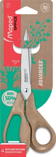 Maped Schere ADVANCED WOOD Länge: 180 mm asymmetrisch spitz für Rechtshänder
