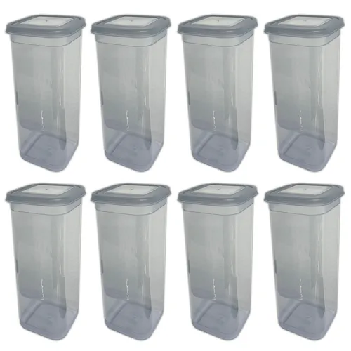 HAC24 Vorratsdose Frischhaltedose 8-tlg, 1,9 L - Vorratsdosen-Set aus robustem Kunststoff mit 1,9 L Fassungsvermögen, ideal zur Aufbewahrung von Mehl, Zucker und Nudeln. Spülmaschinengeeignet und platzsparend – für eine ordentliche und frische Küche!